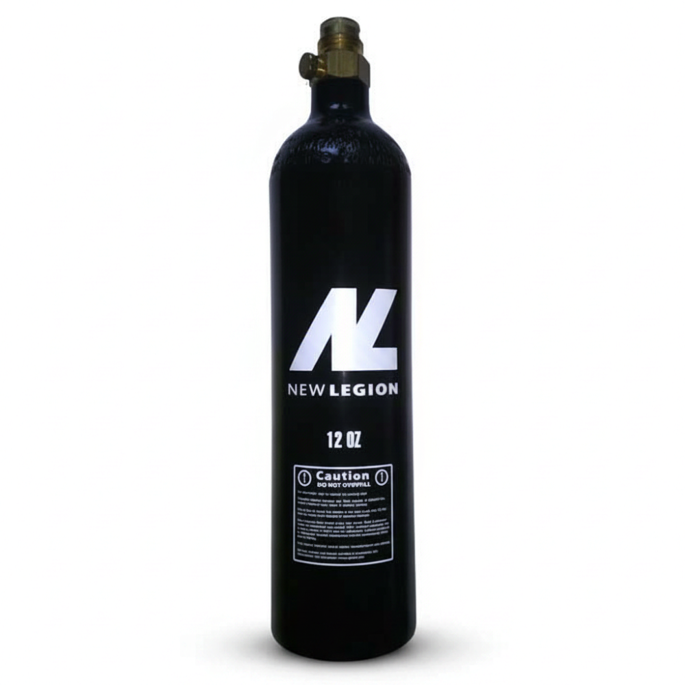 id-paintball New Legion 12 oz CO2 Tank in Schwarz mit Pin-Ventil für Paintball-Markierer
