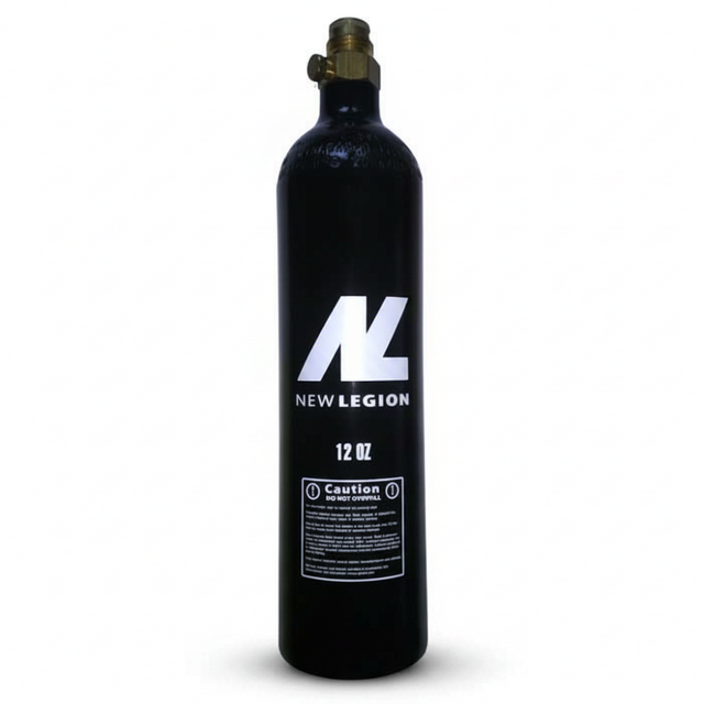 id-paintball New Legion 12 oz CO2 Tank in Schwarz mit Pin-Ventil für Paintball-Markierer