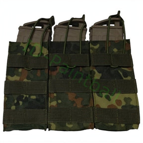 id-paintball 3-fach Molle Magazintasche in Flecktarn mit elastischem Kordelzug für Paintball-Magazine