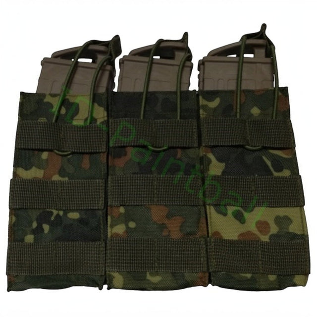 id-paintball 3-fach Molle Magazintasche in Flecktarn mit elastischem Kordelzug für Paintball-Magazine