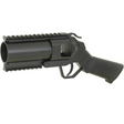 id-paintball 40mm Granatpistole in Schwarz mit flachem Griff, Weaverschiene und kompakter Bauweise für Airsoft