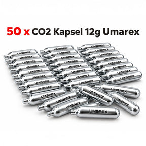 id-paintball 50er Set Umarex 12g CO2-Kapseln aus silbernem Metall für Luftdruckwaffen