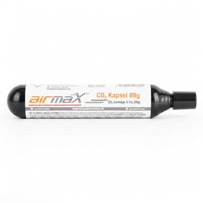 id-paintball airmaX 88g CO2-Kapsel mit Gewinde für Airsoft- und Luftdruckwaffen in schwarzer Metallausführung