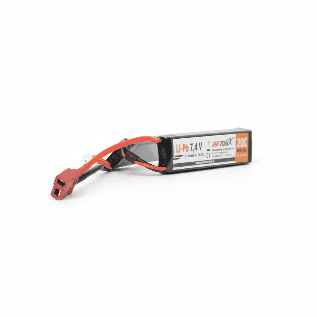 id-paintball airmaX Li-Po Akku 7,4V 1.100 mAh mit Dean-Stecker für Airsoft AEG in kompakter Double-Stick-Bauform