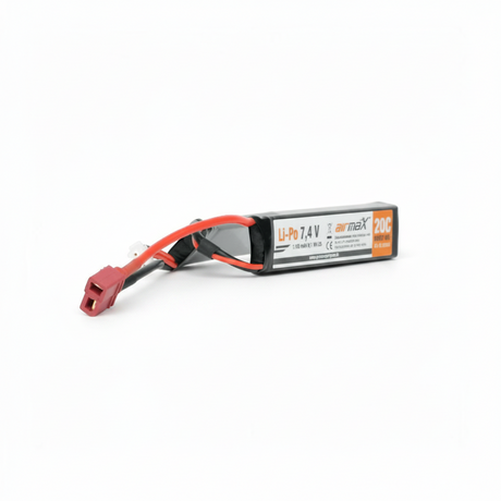 id-paintball airmaX Li-Po Akku 7,4V 1.100 mAh mit Dean-Stecker für Airsoft AEG in kompakter Double-Stick-Bauform