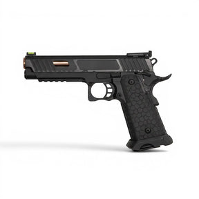 id-paintball ASG STI Combat Master CO2 Pistole mit schwarzem Metallschlitten, kupferfarbenem Lauf und Polymer-Griffstück