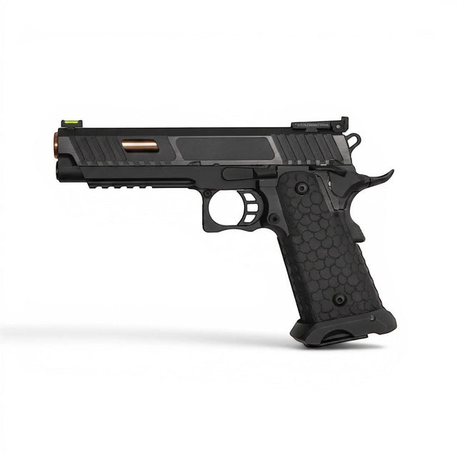 id-paintball ASG STI Combat Master CO2 Pistole mit schwarzem Metallschlitten, kupferfarbenem Lauf und Polymer-Griffstück