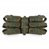 id-paintball Battlepack 6+1 in Flecktarn mit verstellbaren Pottaschen und zentraler Flaschentasche für Paintball