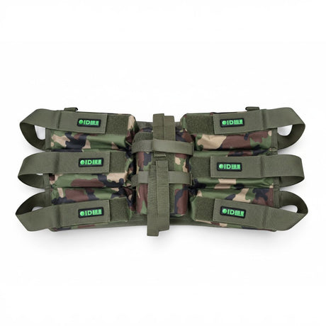 id-paintball Battlepack 6+1 HP in Flecktarn mit verstellbaren Pottaschen und Flaschenhalterung für Paintball