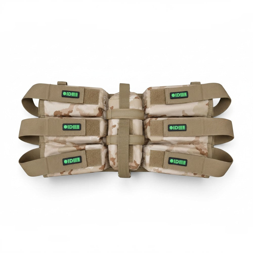 id-paintball Battlepack 6+1 HP in Desert Camo mit verstellbaren Pottaschen und Flaschenhalterung für Paintball