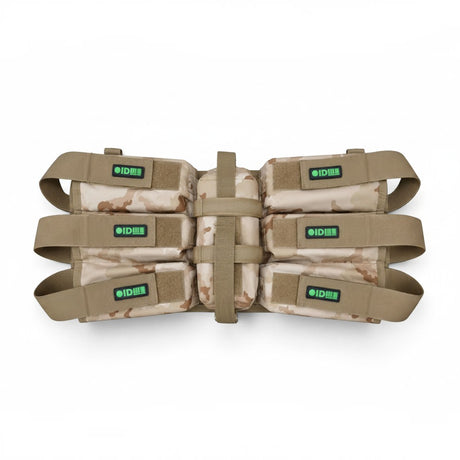 id-paintball Battlepack 6+1 HP in Desert Camo mit verstellbaren Pottaschen und Flaschenhalterung für Paintball