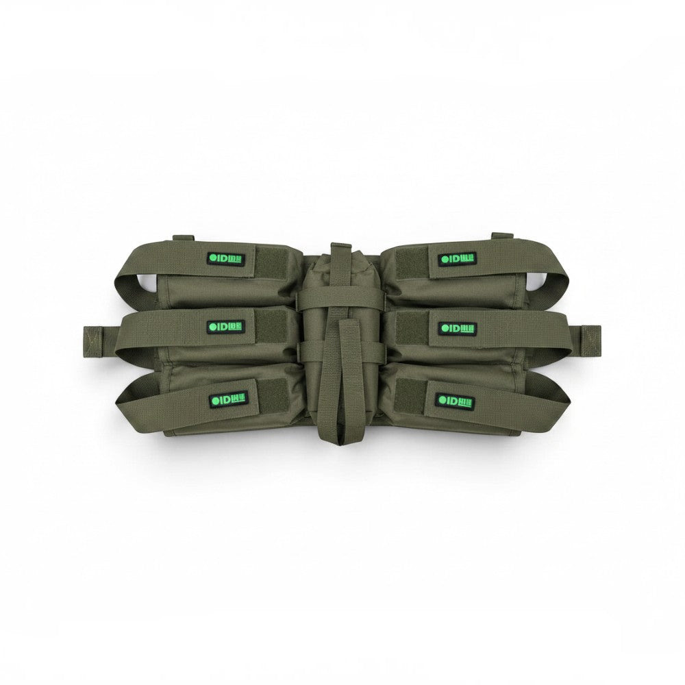 id-paintball Battlepack 6+1 HP in Oliv mit verstellbaren Pottaschen und Flaschenhalterung für Paintball