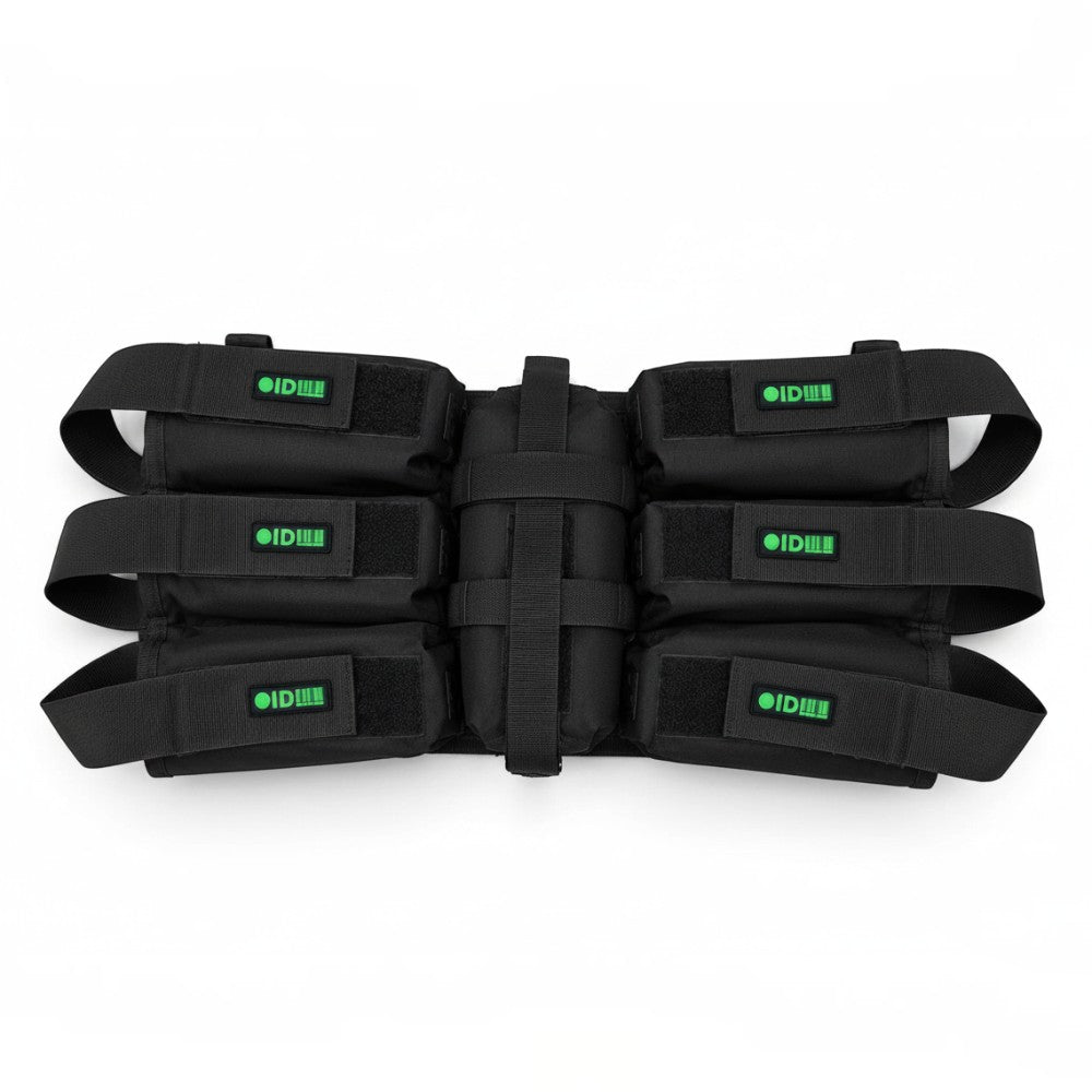 id-paintball Battlepack 6+1 HP in Schwarz mit verstellbaren Pottaschen und Flaschenhalterung für Paintball
