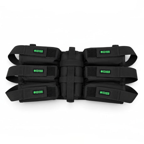 id-paintball Battlepack 6+1 HP in Schwarz mit verstellbaren Pottaschen und Flaschenhalterung für Paintball