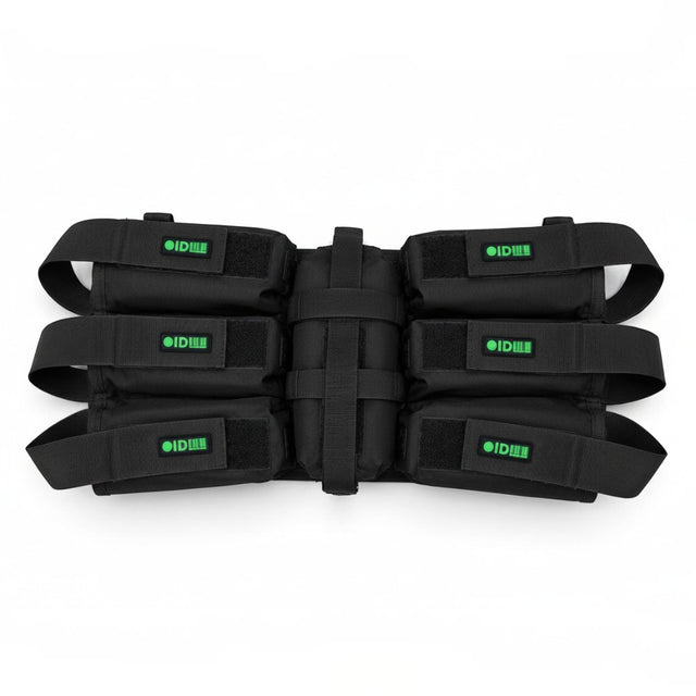 id-paintball Battlepack 6+1 HP in Schwarz mit verstellbaren Pottaschen und Flaschenhalterung für Paintball