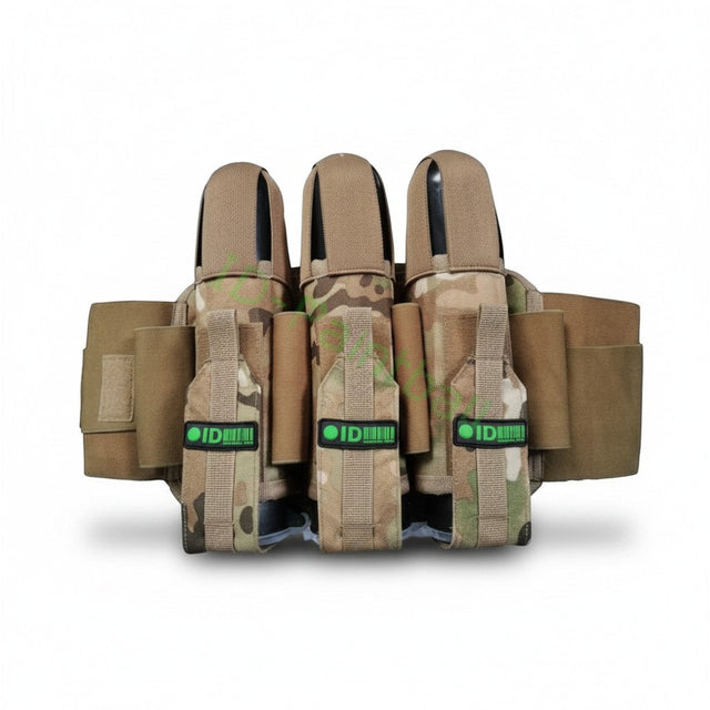 id-paintball Battlepack Desert Camo 3+4 mit elastischem Bauchgurt und Pod-Taschen für Paintball