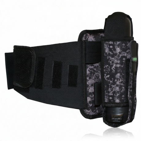 id-paintball Battlepack Skulls in Grau mit Totenkopf-Muster, verstellbarem Gürtel und Platz für 9 Paintball-Pötte