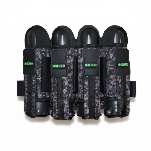 id-paintball Battlepack Skulls in Grau mit Totenkopf-Muster, bietet Platz für 9 Paintball-Pötte mit festen Loops.