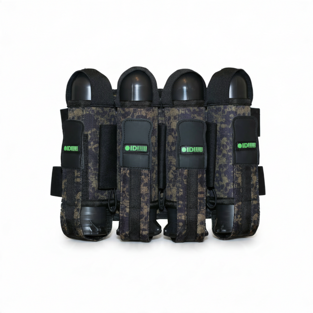 id-paintball Battlepack Skulls in Oliv mit Totenkopf-Muster, bietet Platz für 9 Paintball-Pötte mit festen Loops