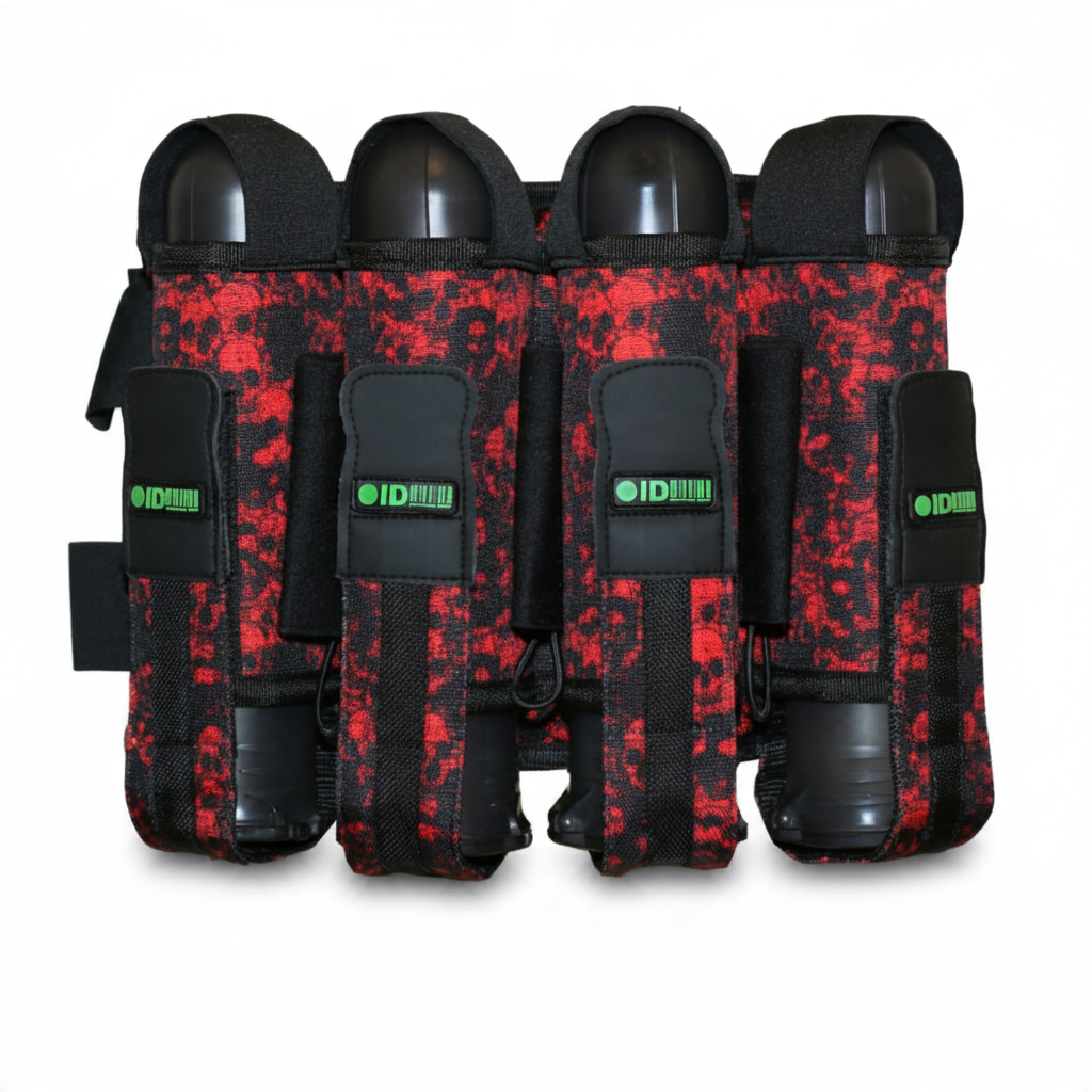 id-paintball Battlepack Skulls Rot mit Totenkopf-Muster, 9-Pot-Kapazität und schwarzen Pod-Halterungen