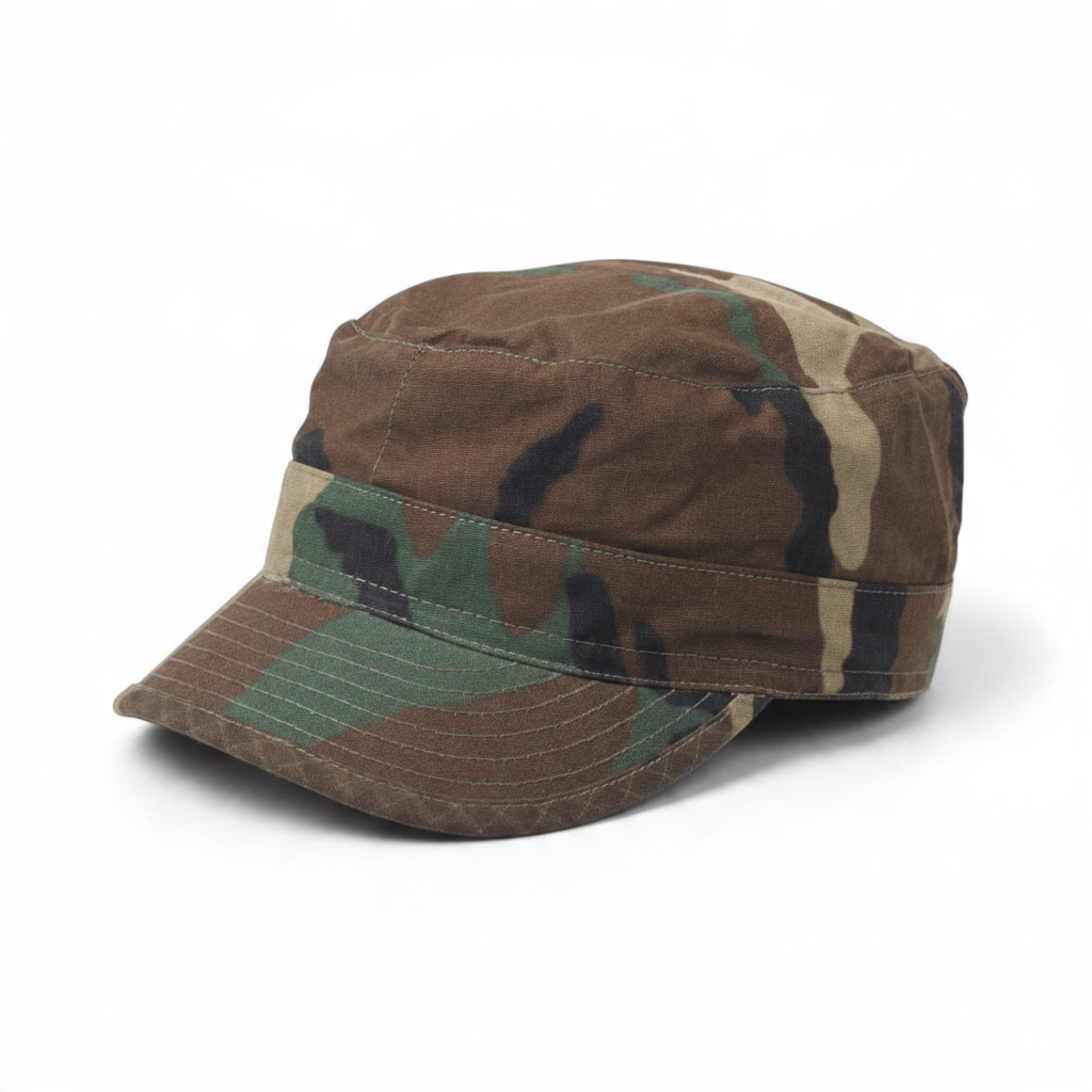 id-paintball US BDU Feldmütze aus robustem Rip-Stop-Baumwollstoff im klassischen Camouflage-Design mit festem Schild