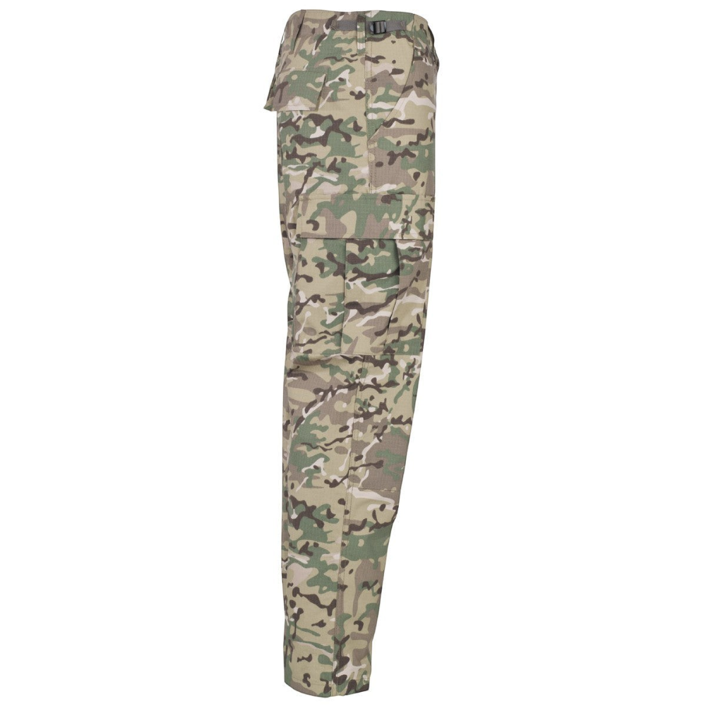 id-paintball US BDU Ripstop Kampfhose in Operation Camo mit Beintasche und verstärktem Kniebereich in Seitenansicht