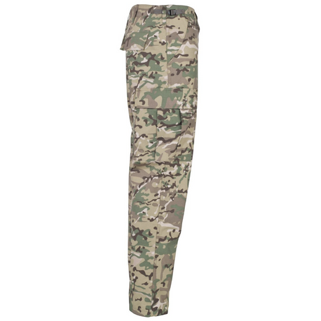 id-paintball US BDU Ripstop Kampfhose in Operation Camo mit Beintasche und verstärktem Kniebereich in Seitenansicht