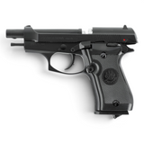 id-paintball Beretta M84 FS CO2-Pistole in schwarzer Ganzmetallausführung mit Blowback-System und 4,5 mm Kaliber.