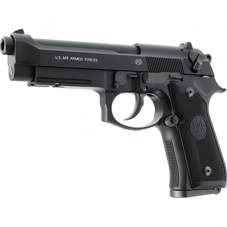 id-paintball Beretta M9 92SB-F Airsoft-Pistole aus Vollmetall in Schwarz mit Blowback-System und Underrail