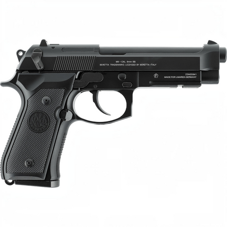 id-paintball Beretta M9 92SB-F Airsoft-Pistole aus Vollmetall in Schwarz mit Blowback-System und Underrail