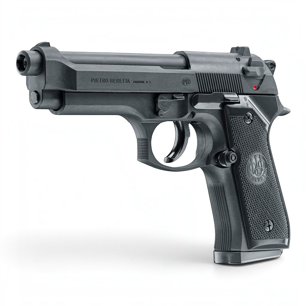 id-paintball Beretta M92 FS PSS Federdruck-Airsoft Pistole in Schwarz mit 14-Schuss-Magazin und Schwenksicherung