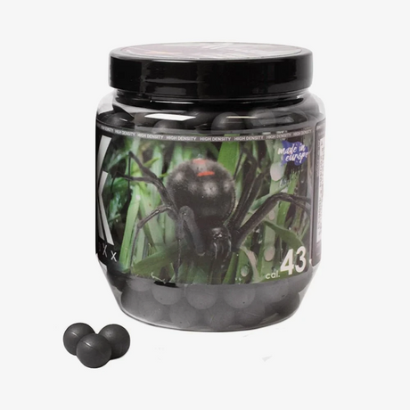 id-paintball Black Widow Rubberballs Xtreme Kaliber .43 Hartgummikugeln in einer praktischen Schraubdose