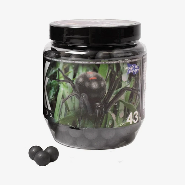 id-paintball Black Widow Rubberballs Xtreme Kaliber .43 Hartgummikugeln in einer praktischen Schraubdose