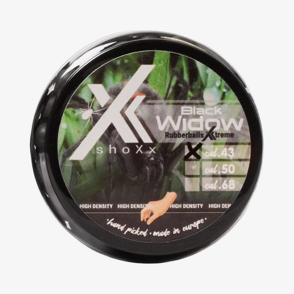 id-paintball Black Widow Rubberballs Xtreme Hartgummikugeln Kaliber .43 in einer praktischen Schraubdose