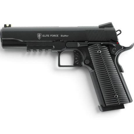 id-paintball Elite Force BlaMer CO2 Airsoft-Pistole in Schwarz mit Picatinny-Schiene und Fiberoptik-Korn