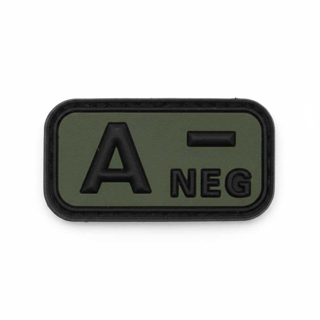 id-paintball Blutgruppen Patch A negativ in Olivgrün aus robustem 3D-Gummi mit Klettrückseite für taktische Ausrüstung