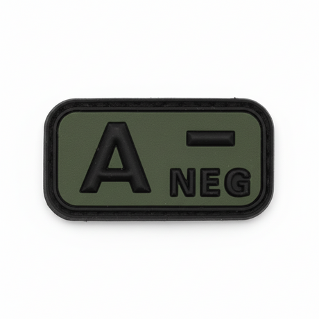 id-paintball Blutgruppen Patch A negativ in Olivgrün aus robustem 3D-Gummi mit Klettrückseite für taktische Ausrüstung