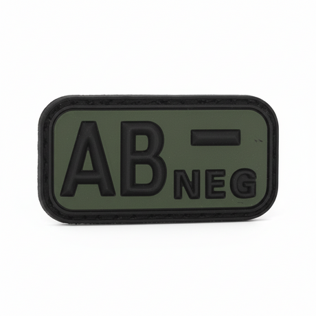 id-paintball Blutgruppen Patch AB negativ in Olivgrün aus robustem 3D-Gummi mit Klettrückseite