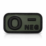 id-paintball Blutgruppen Patch O negativ aus olivgrünem Gummi mit 3D-Design und Klettrückseite