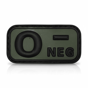 id-paintball Blutgruppen Patch O negativ aus olivgrünem Gummi mit 3D-Design und Klettrückseite