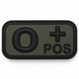 id-paintball Blutgruppen Patch O Pos aus olivgrünem Gummi mit 3D-Design und Klettrückseite für taktische Ausrüstung