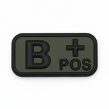 id-paintball Blutgruppen Patch B positiv in Olivgrün aus robustem 3D-Gummi mit Klettrückseite für taktische Ausrüstung
