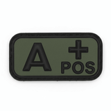 id-paintball Blutgruppen Patch A positiv in Olivgrün aus robustem 3D-Gummi mit Klettrückseite für taktische Ausrüstung