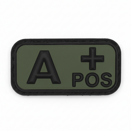 id-paintball Blutgruppen Patch A positiv in Olivgrün aus robustem 3D-Gummi mit Klettrückseite für taktische Ausrüstung