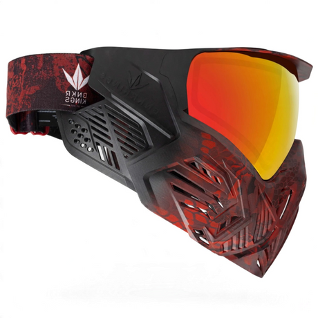 id-paintball Bunkerkings CMD Paintball-Maske in Fire Black Highlander mit orangefarbener Thermal-Linse und Visier
