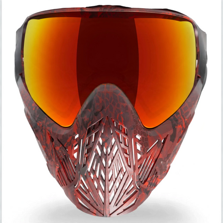 id-paintball Bunkerkings CMD Paintball-Maske in Fire Black Highlander mit roter Thermal-Linse und Belüftungsschlitzen