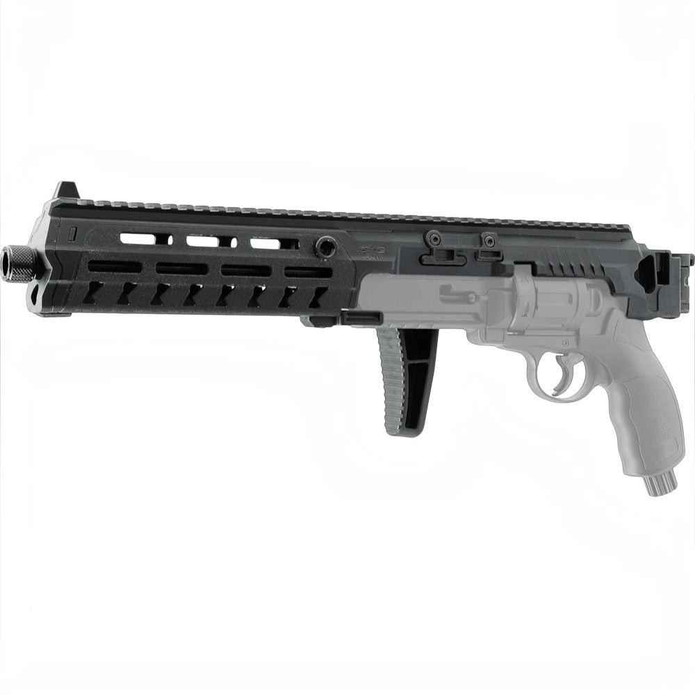 id-paintball T4E Carbine Conversion Kit aus schwarzem Polymer mit Picatinny-Schiene und M-LOK-Slots für TR 50 Revolver