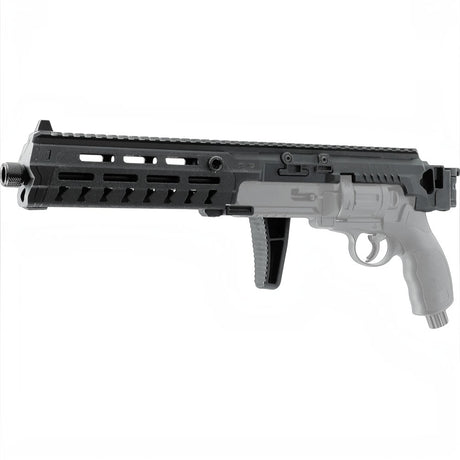 id-paintball T4E Carbine Conversion Kit aus schwarzem Polymer mit Picatinny-Schiene und M-LOK-Slots für TR 50 Revolver