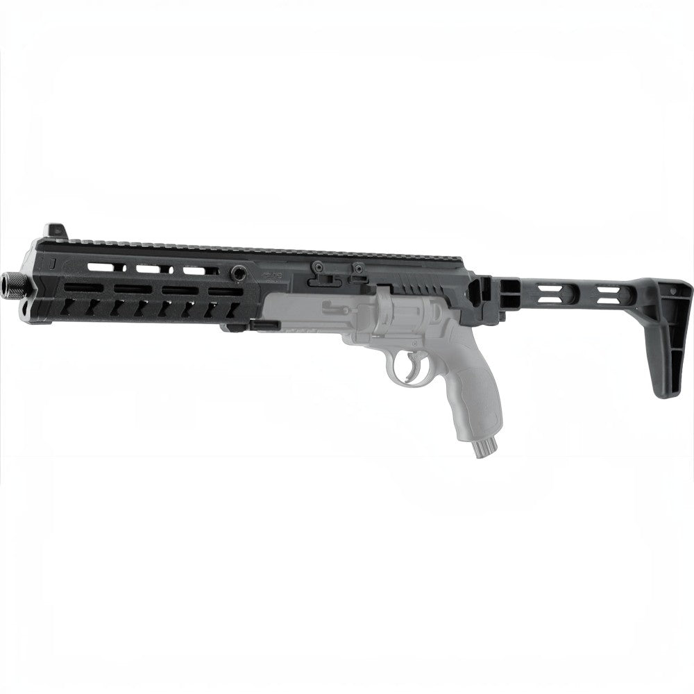 id-paintball T4E Carbine Conversion Kit für TR 50 Revolver aus schwarzem Polymer mit Picatinny-Schiene und Schulterstütze