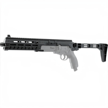 id-paintball T4E Carbine Conversion Kit für TR 50 Revolver aus schwarzem Polymer mit Picatinny-Schiene und Schulterstütze
